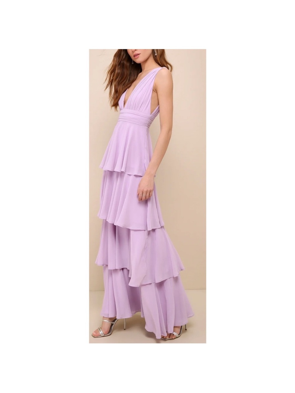 NWT Lulus Amazing Evening Lavender Tiered Maxi Dress Sz XL